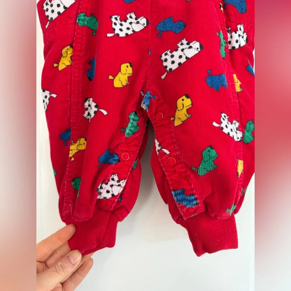 Vintage OshKosh B’Gosh Red Dog Kennel Club Corduroy Overalls Size 6-9 Months
